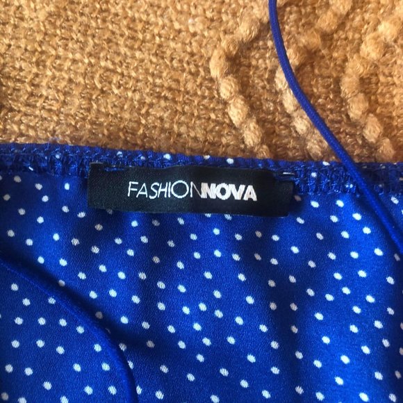 Fashion Nova Blue Polkadot Dress - Picture 2 of 2